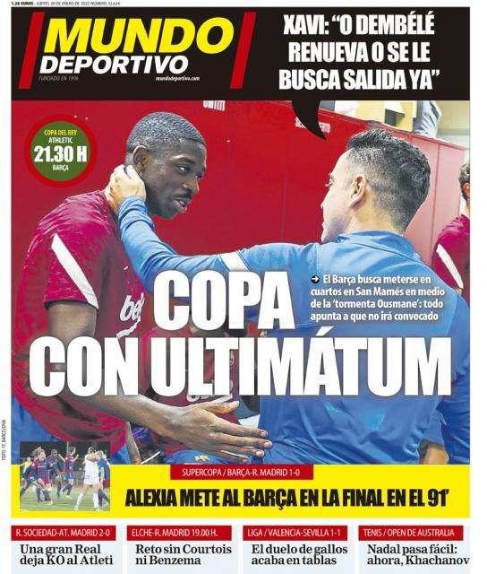 Mundo Deportivo: "Copa con ultimátum"
