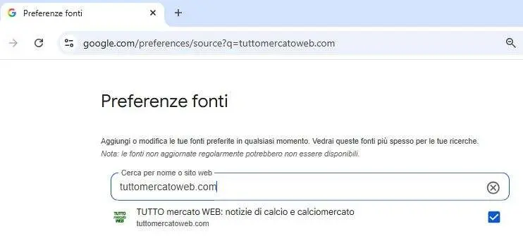Google "Fonti preferite", aggiungi subito TuttoMercatoWeb e personalizza le tue notizie